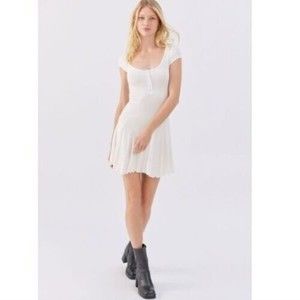 URBAN OUTFITTERS Maureen Henley Ribbed Mini Dress White Coverup
